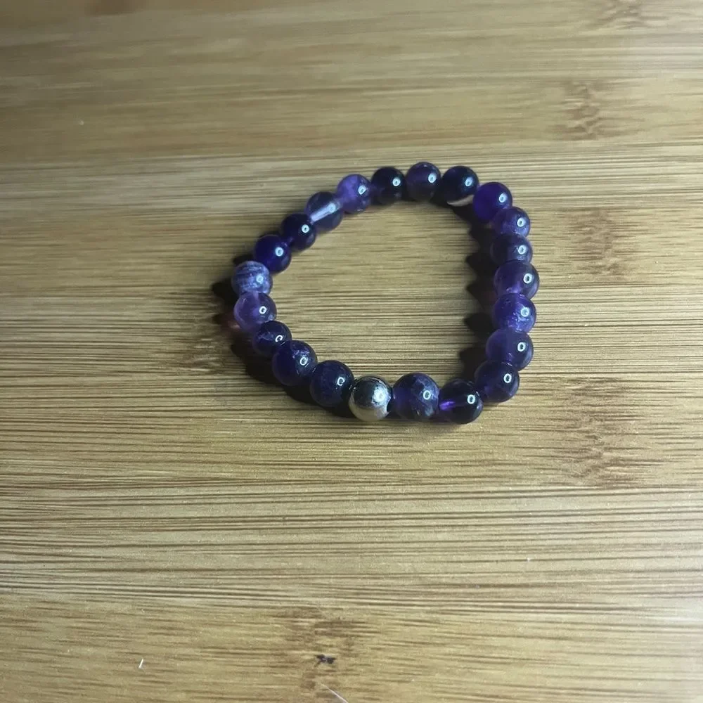 Natural Healing Gems Amethyst Purple Beaded Bracelet